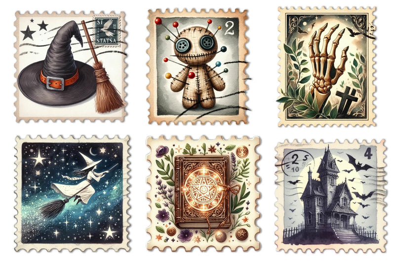 Halloween Postage Stamps Clipart Bundle - CraftNest - Digital Crafting and Art