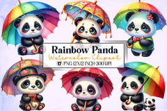 Rainbow Panda Clipart Bundle - CraftNest - Digital Crafting and Art