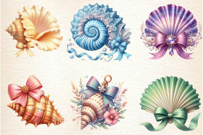 Girly Shell With Bow Clipart Bundle - CraftNest - Digital Crafting and Art