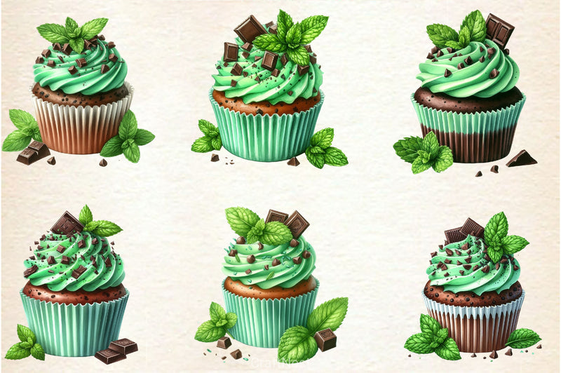 Minty Fresh Cupcake Clipart Bundle - CraftNest - Digital Crafting and Art