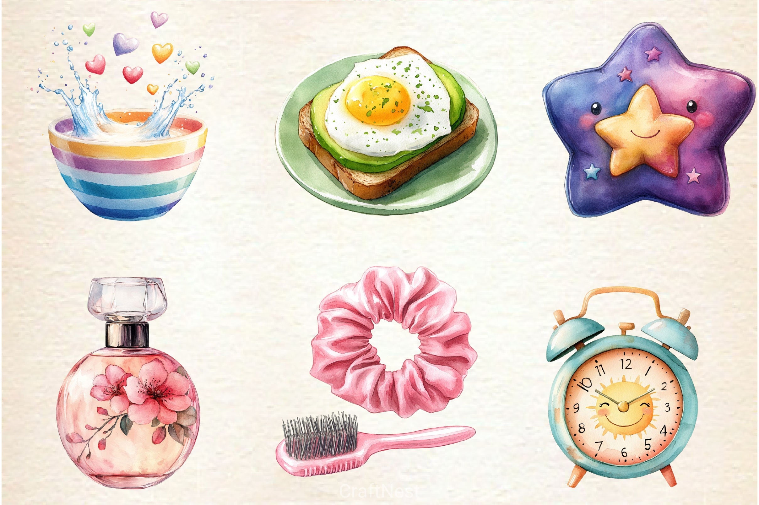 Morning Routine Pastel Clipart Bundle - CraftNest - Digital Crafting and Art