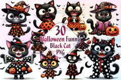 Halloween Funny Black Cat Clipart Bundle - CraftNest - Digital Crafting and Art