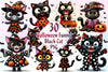 Halloween Funny Black Cat Clipart Bundle