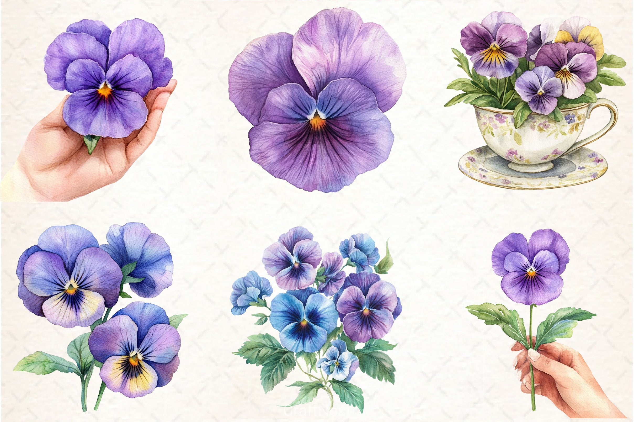 Pansy Flowers Clipart Bundle - CraftNest - Digital Crafting and Art