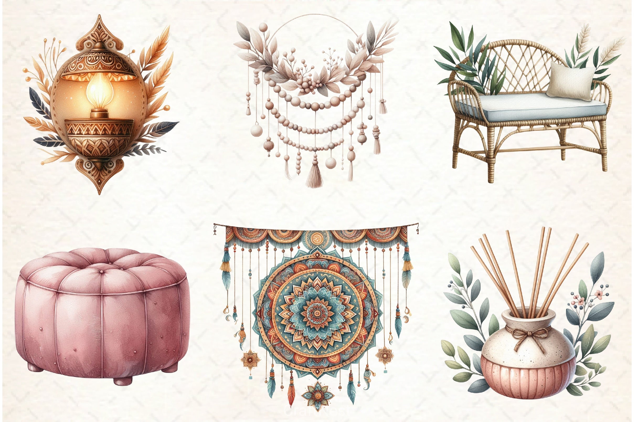 Boho Interior Clipart Bundle - CraftNest - Digital Crafting and Art