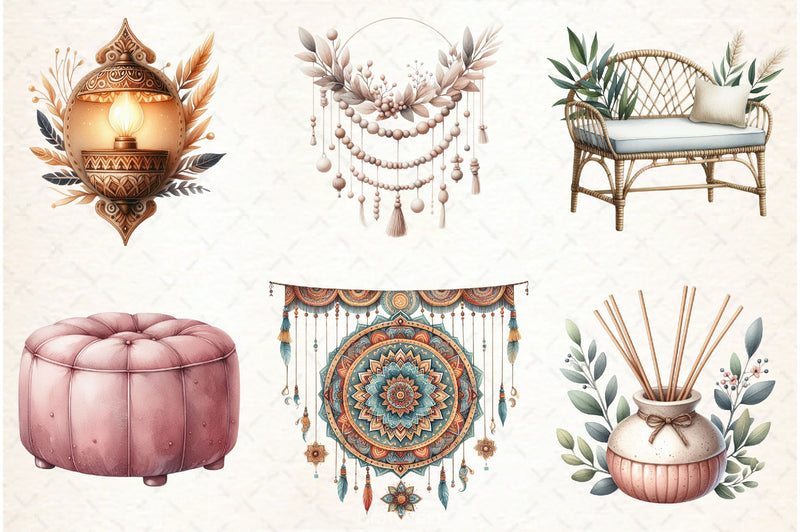 Boho Interior Clipart Bundle - CraftNest - Digital Crafting and Art