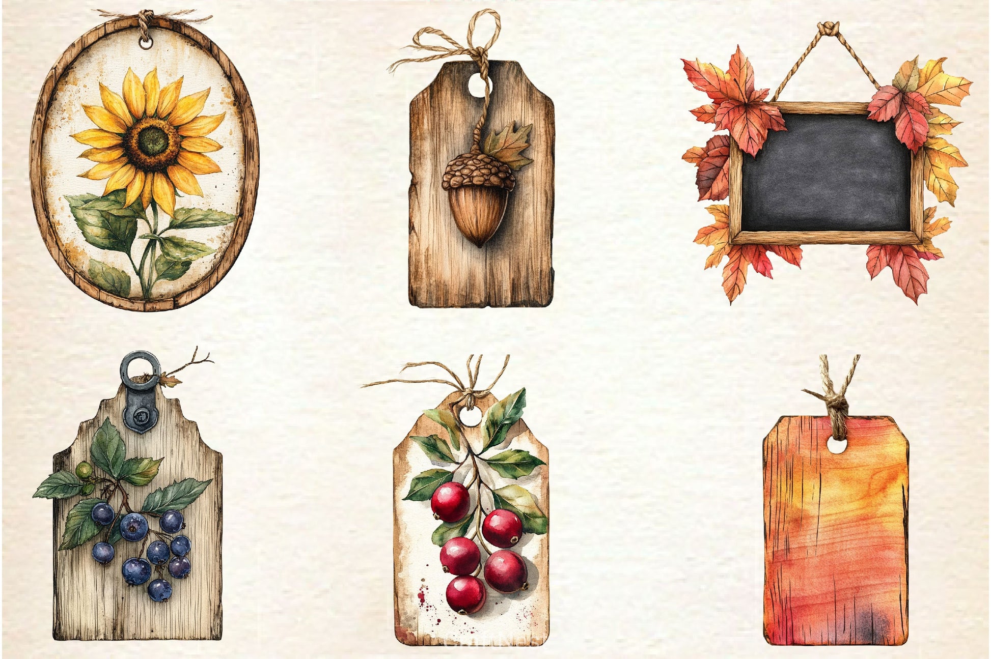 Vintage Wooden Autumn Tags Clipart Bundle 2 - CraftNest - Digital Crafting and Art
