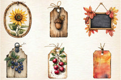 Vintage Wooden Autumn Tags Clipart Bundle 2 - CraftNest - Digital Crafting and Art