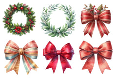 Christmas Wreaths & Bows Clipart Bundle - CraftNest - Digital Crafting and Art
