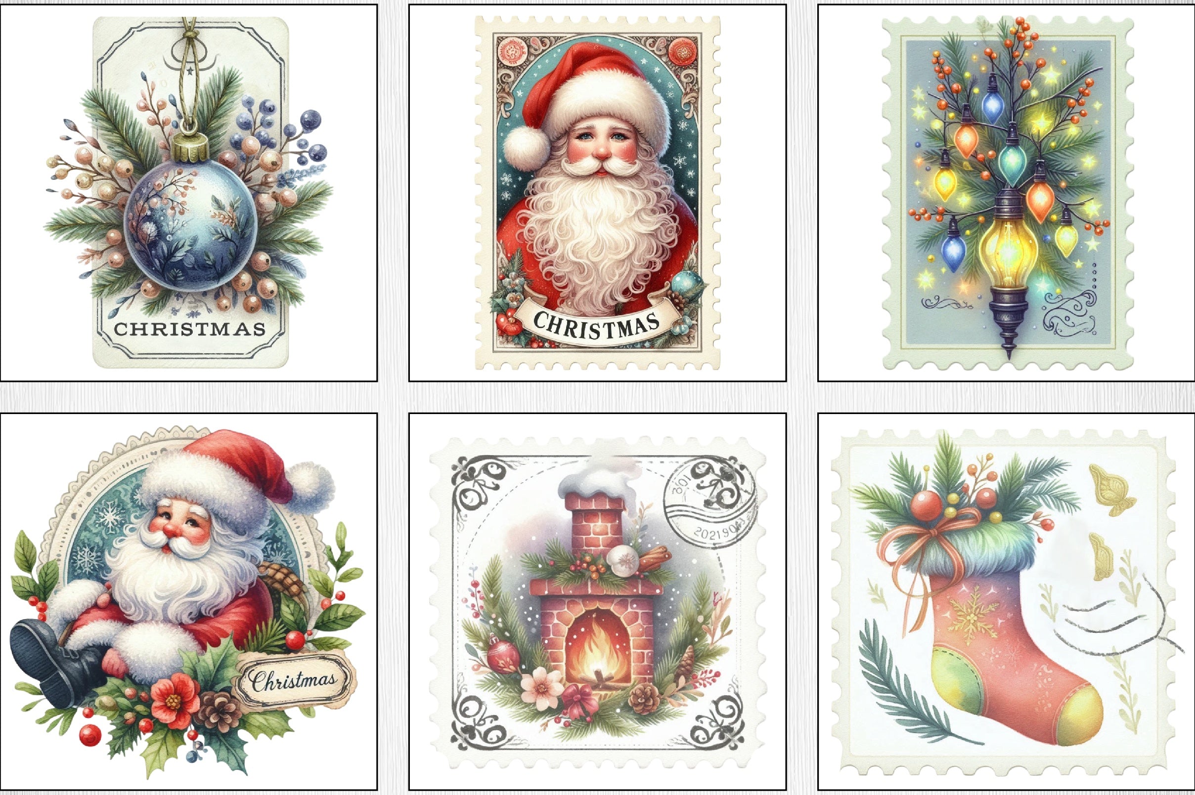 Vintage Christmas Labels Clipart Bundle - CraftNest - Digital Crafting and Art