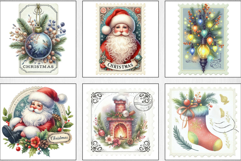 Vintage Christmas Labels Clipart Bundle - CraftNest - Digital Crafting and Art