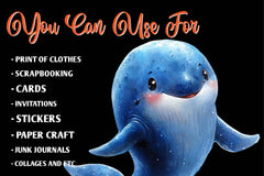 Whale Blue Whale Clipart Bundle - CraftNest - Digital Crafting and Art