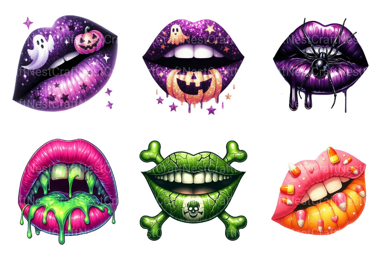 Spooky Halloween Lips Clipart Bundle - CraftNest - Digital Crafting and Art