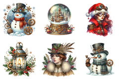 Steampunk Christmas Snowman Clipart Bundle 56 - CraftNest - Digital Crafting and Art
