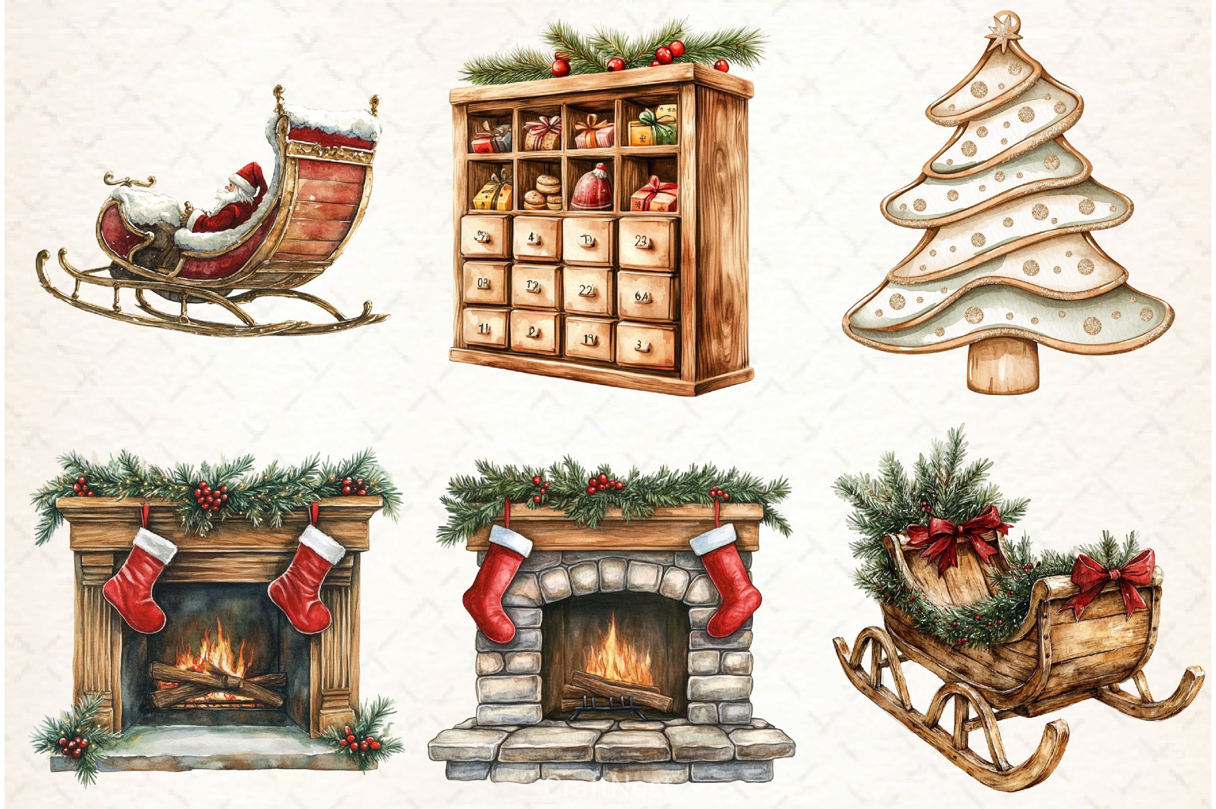 Wooden Christmas Clipart Bundle - CraftNest - Digital Crafting and Art