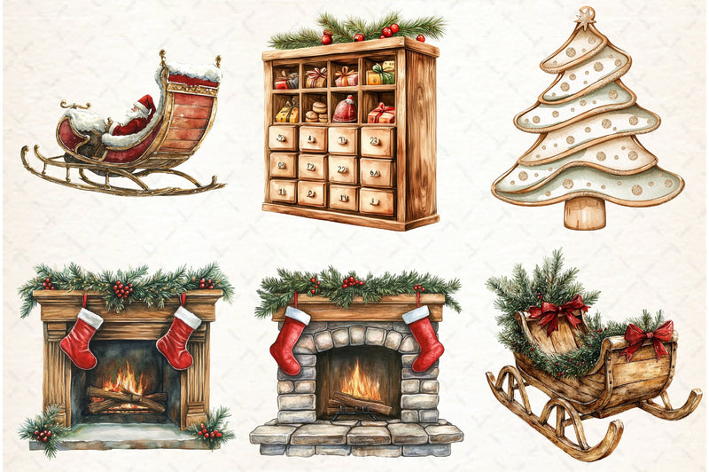 Wooden Christmas Clipart Bundle - CraftNest - Digital Crafting and Art