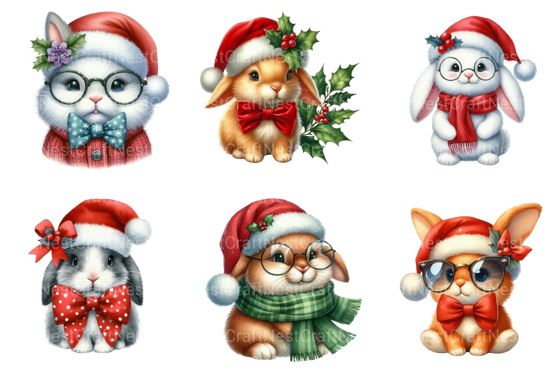 Christmas Bunny Clipart Bundle - CraftNest - Digital Crafting and Art