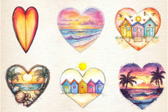 Retro Beach Heart Clipart Bundle - CraftNest - Digital Crafting and Art