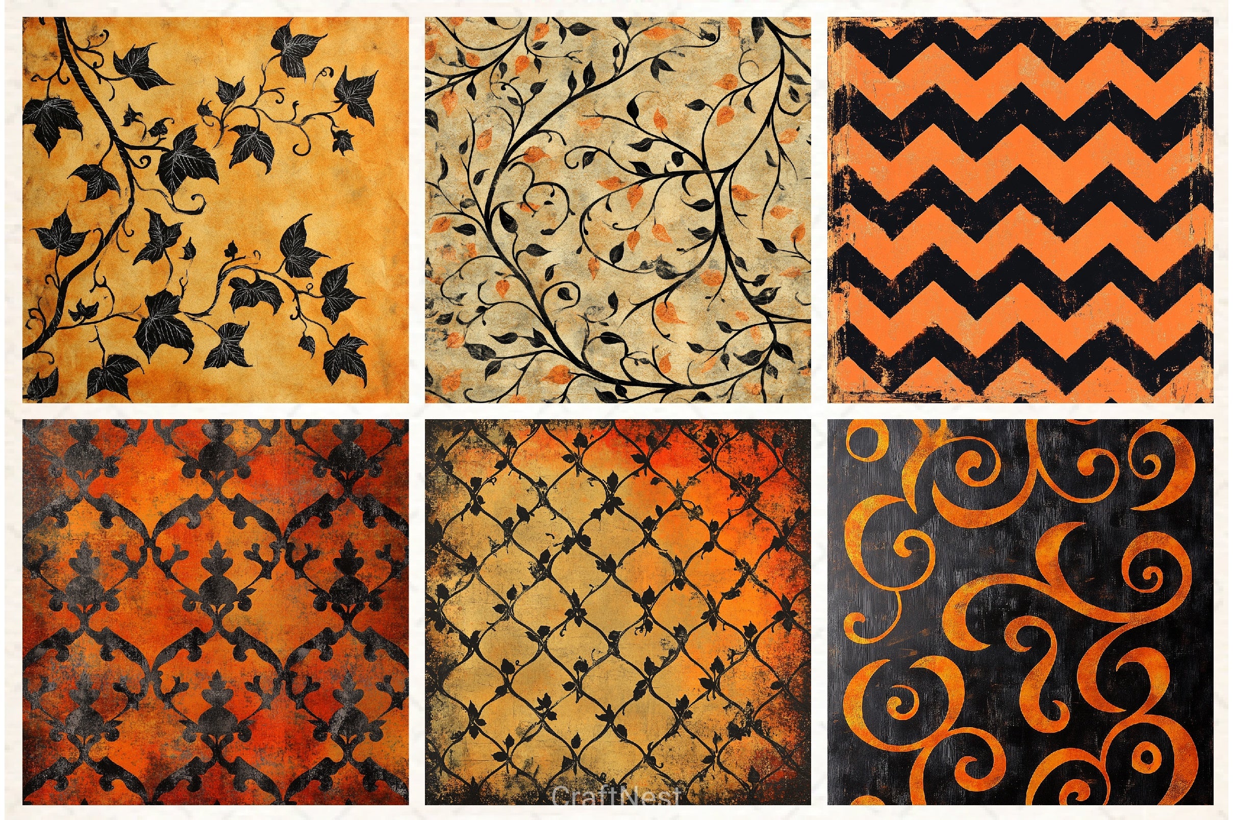 Vintage Halloween Digital Paper Pack 1 - CraftNest - Digital Crafting and Art