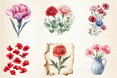 Carnation Flower Clipart Bundle 4 - CraftNest - Digital Crafting and Art