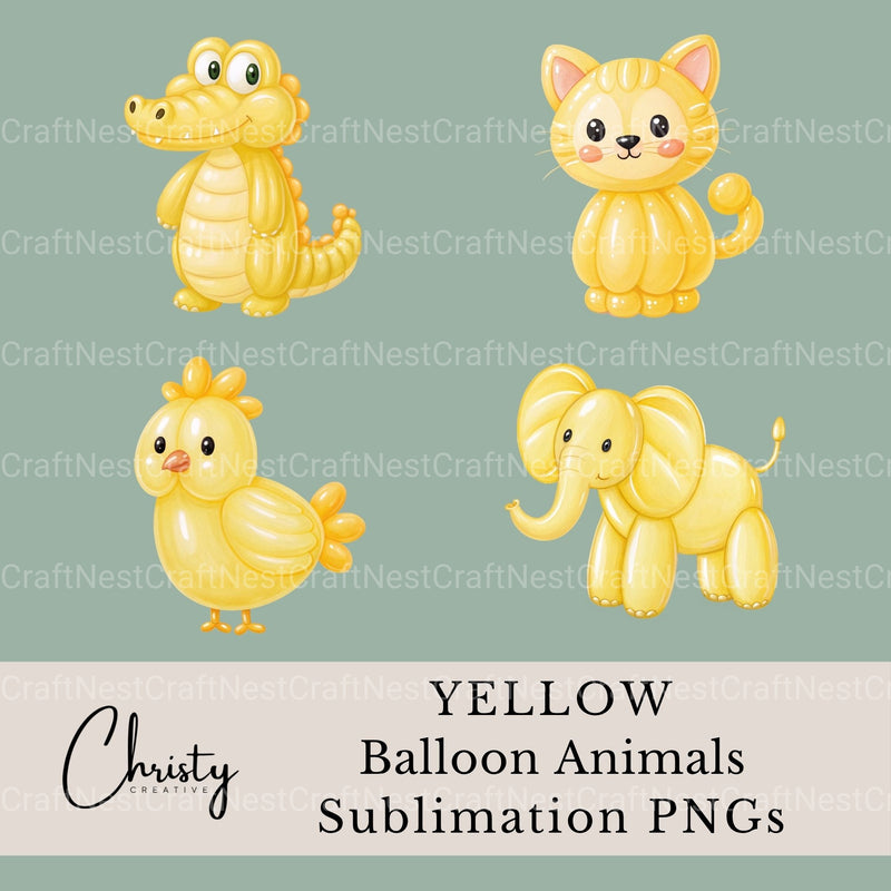 Balloon Animals Yellow Clipart Bundle - CraftNest - Digital Crafting and Art