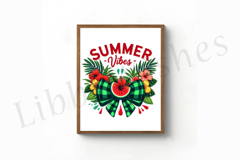 Retro Summer Vibes Watermelon Bow Clipart Bundle - CraftNest - Digital Crafting and Art