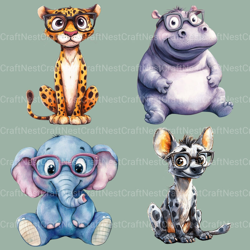 Animals Wearing Glasses Clipart Bundle - CraftNest - Digital Crafting and Art