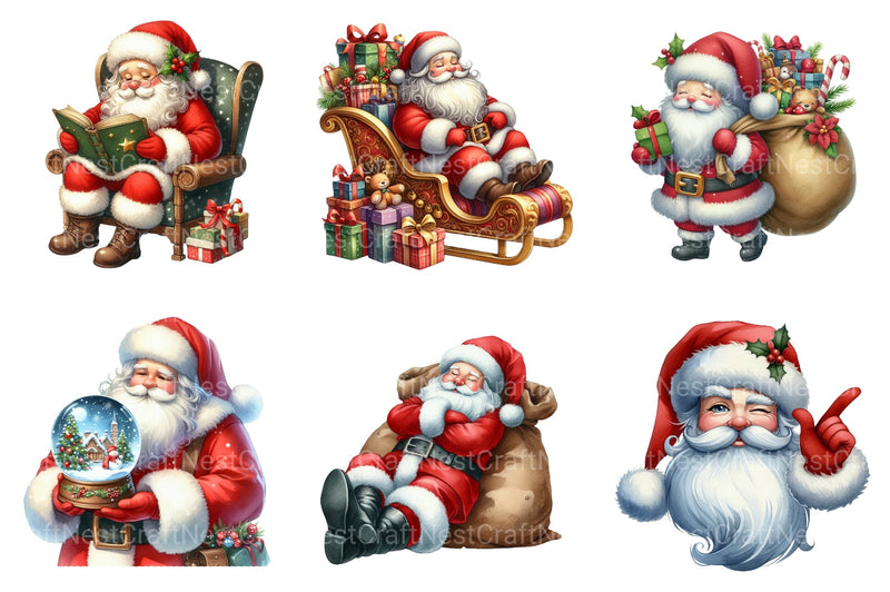 Santa Claus Christmas Clipart Bundle 99 - CraftNest - Digital Crafting and Art