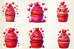 Valentine Red Cupcake Clipart Bundle - CraftNest - Digital Crafting and Art