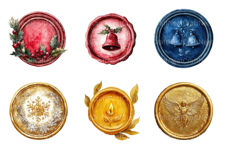 Christmas Wax Seal Clipart Bundle - CraftNest - Digital Crafting and Art