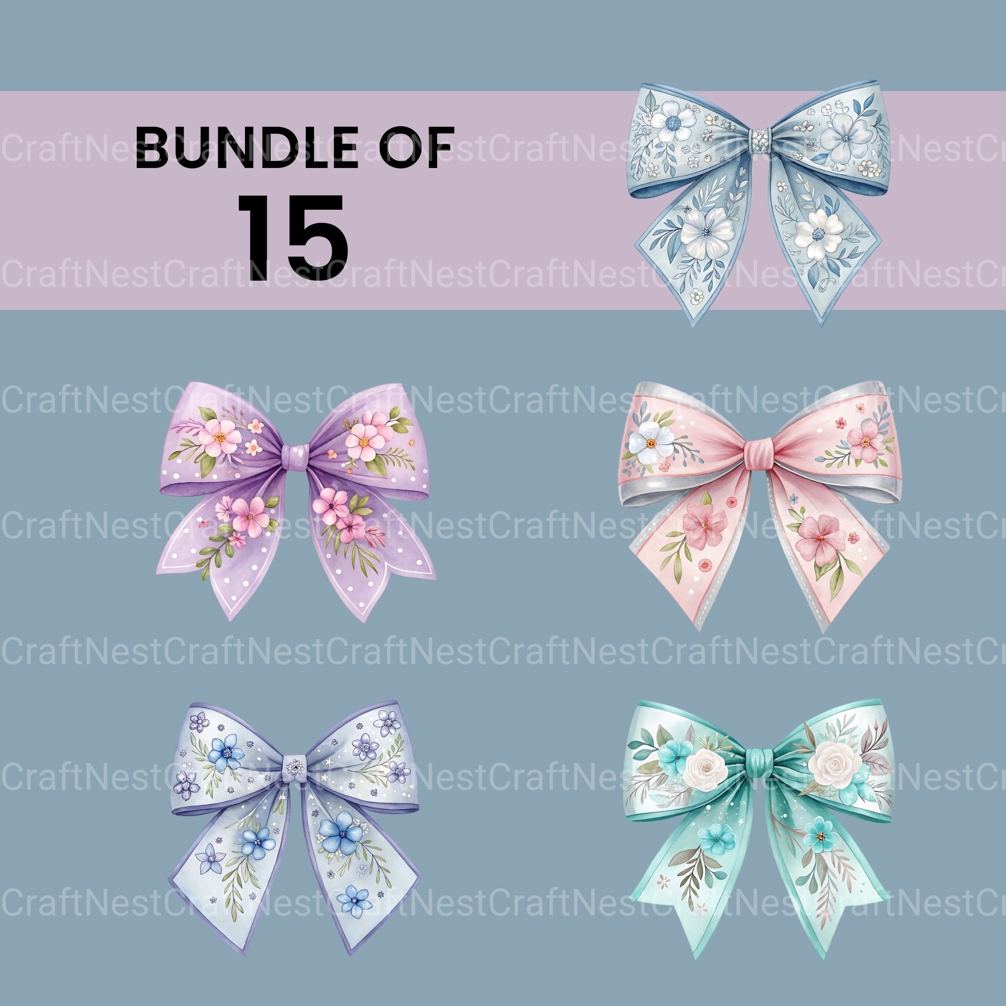 Floral Bows Clipart Bundle - CraftNest - Digital Crafting and Art