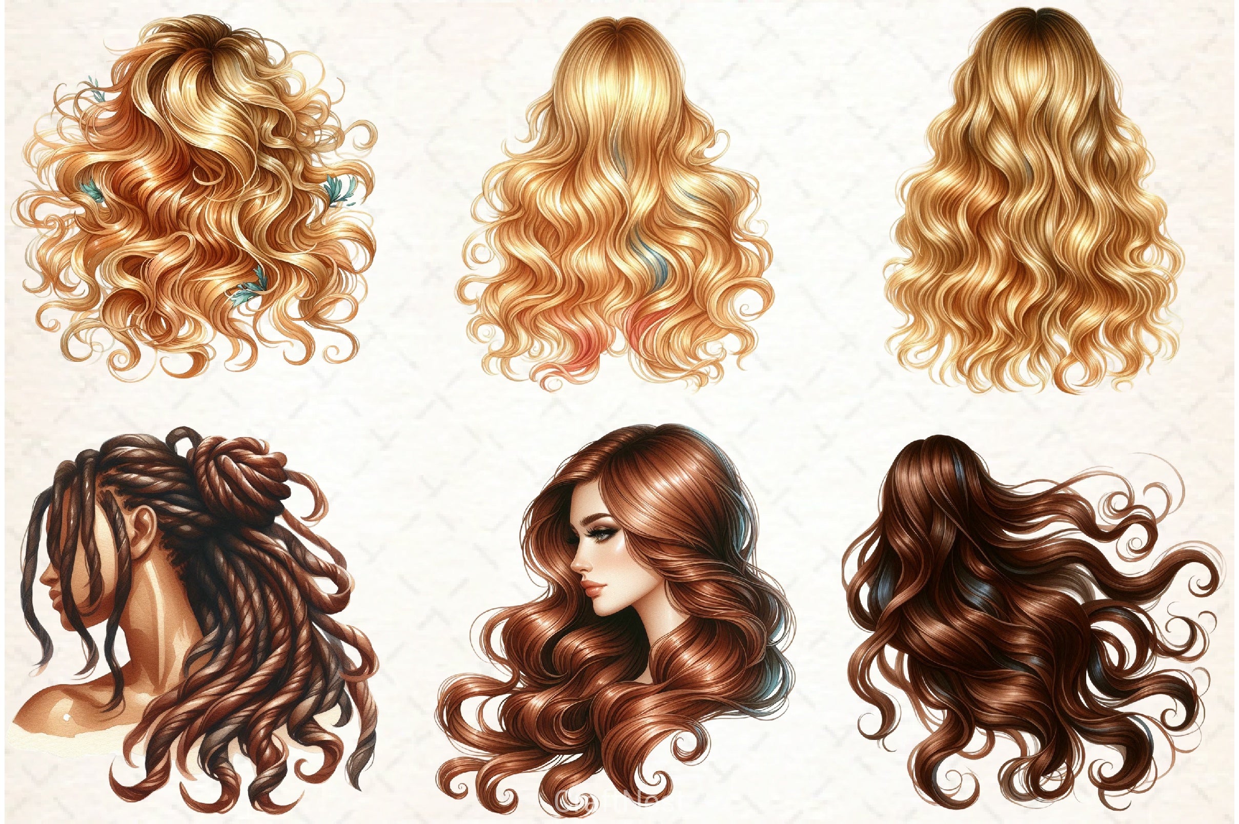 Long Natural Hair Clipart Bundle - CraftNest - Digital Crafting and Art