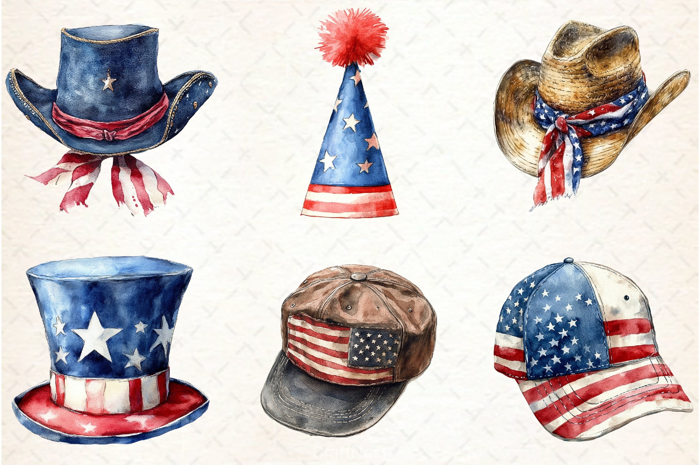 4th of July Top Hat Clipart Bundle - CraftNest - Digital Crafting and Art