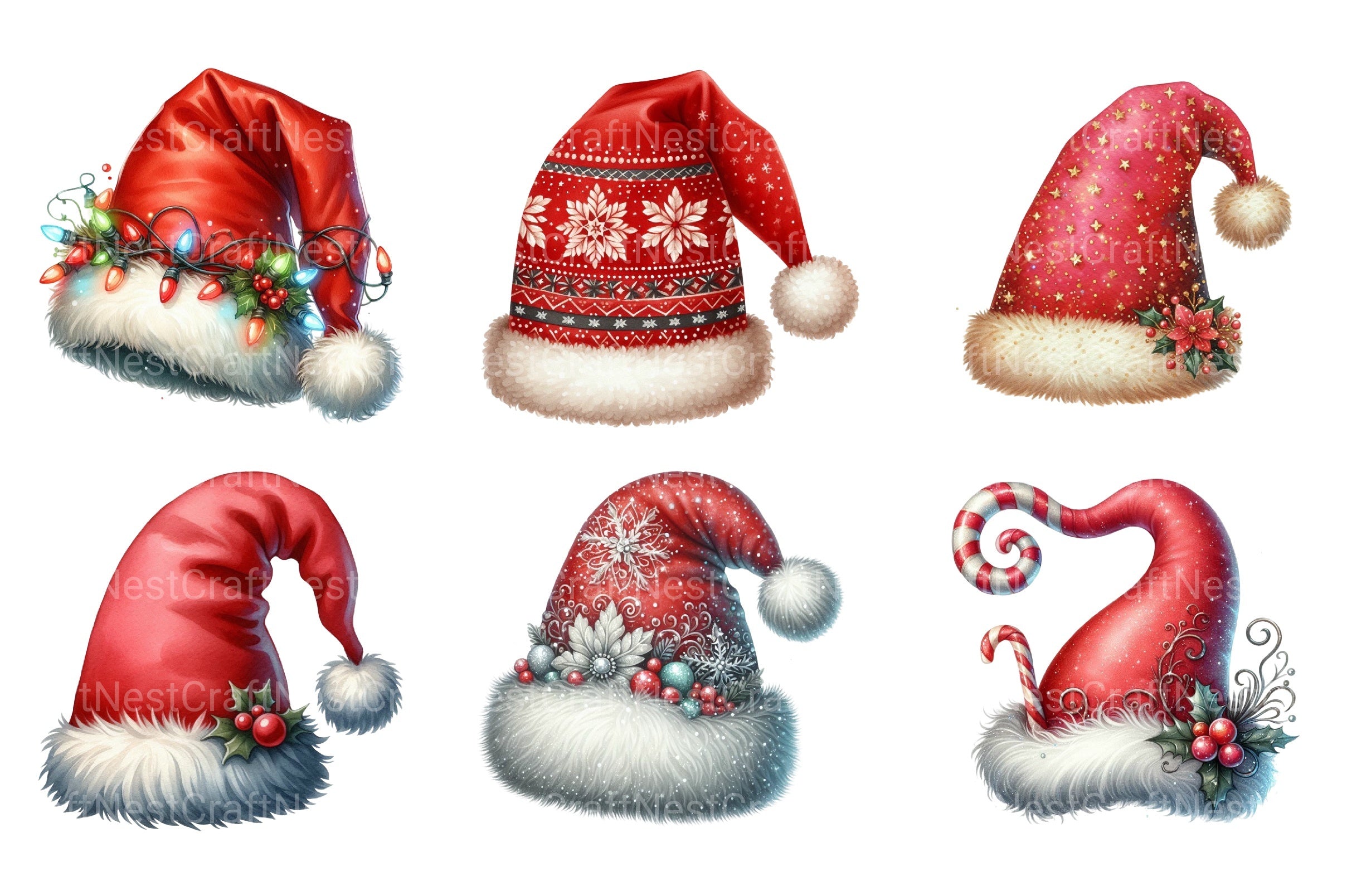 Santa Hat Christmas Decoration Clipart Bundle - CraftNest - Digital Crafting and Art