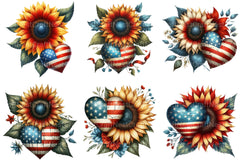 Sunflowers With Hart 4th of July Clipart - CraftNest - Digital Crafting and Art