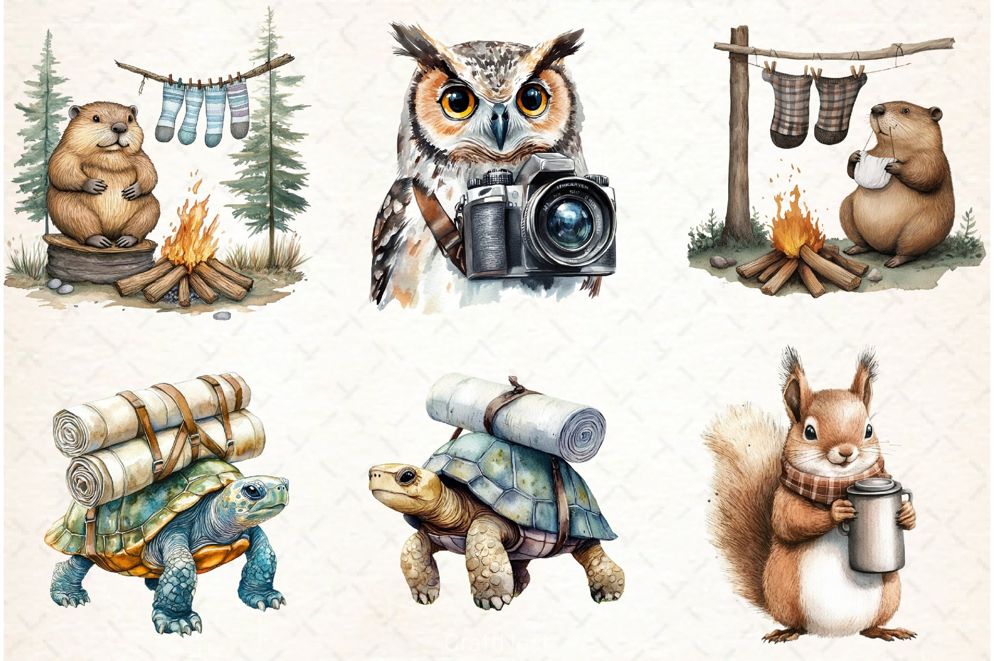 Camping Adventure Animals Clipart Bundle - CraftNest - Digital Crafting and Art