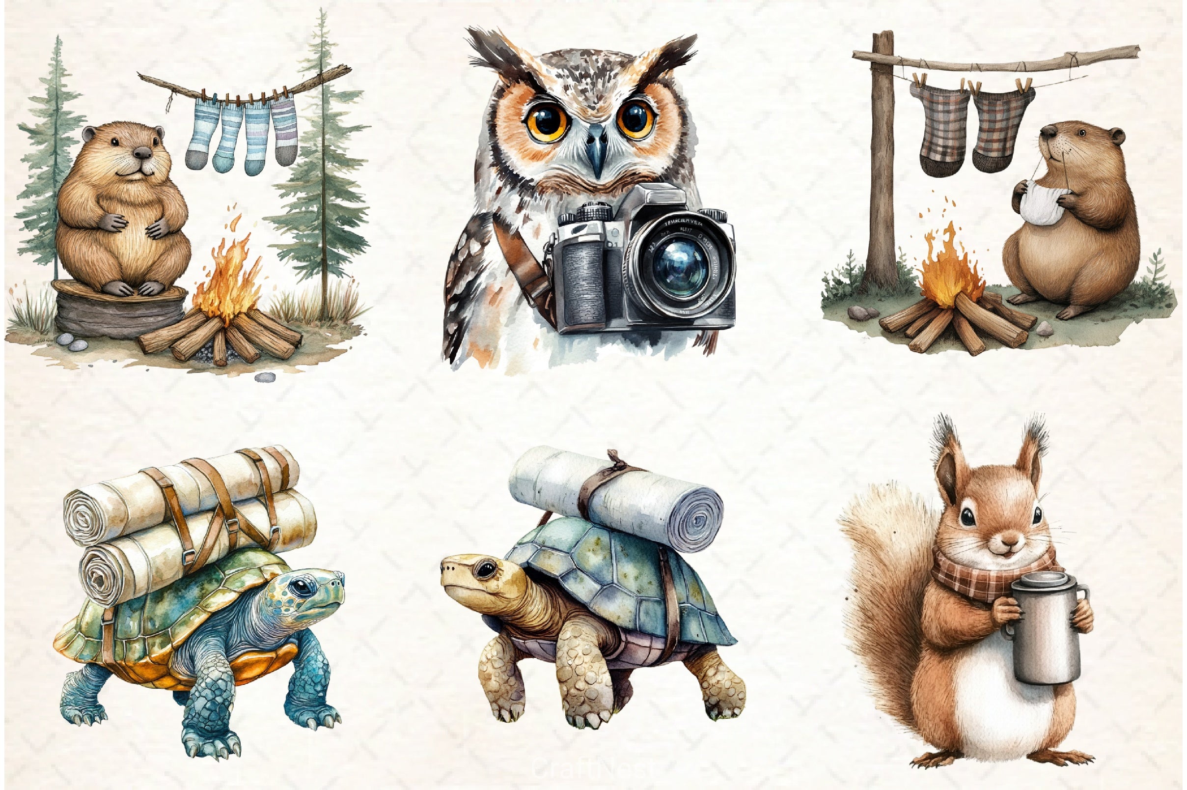 Camping Adventure Animals Clipart Bundle - CraftNest - Digital Crafting and Art