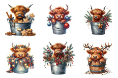 Christmas Highland Cows Clipart Bundle - CraftNest - Digital Crafting and Art