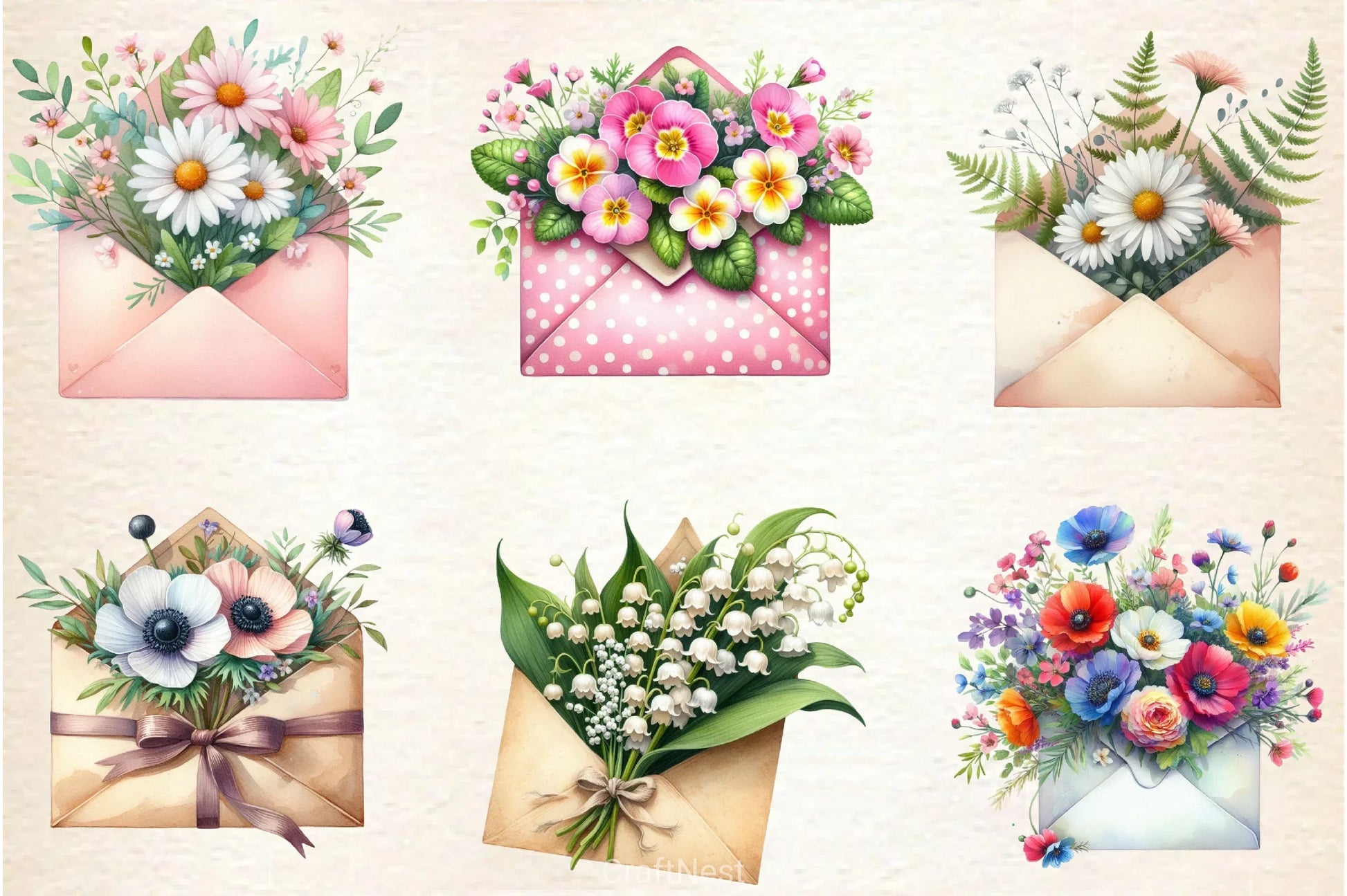 Spring Envelope Flower Letter Clipart Bundle 2 - CraftNest - Digital Crafting and Art
