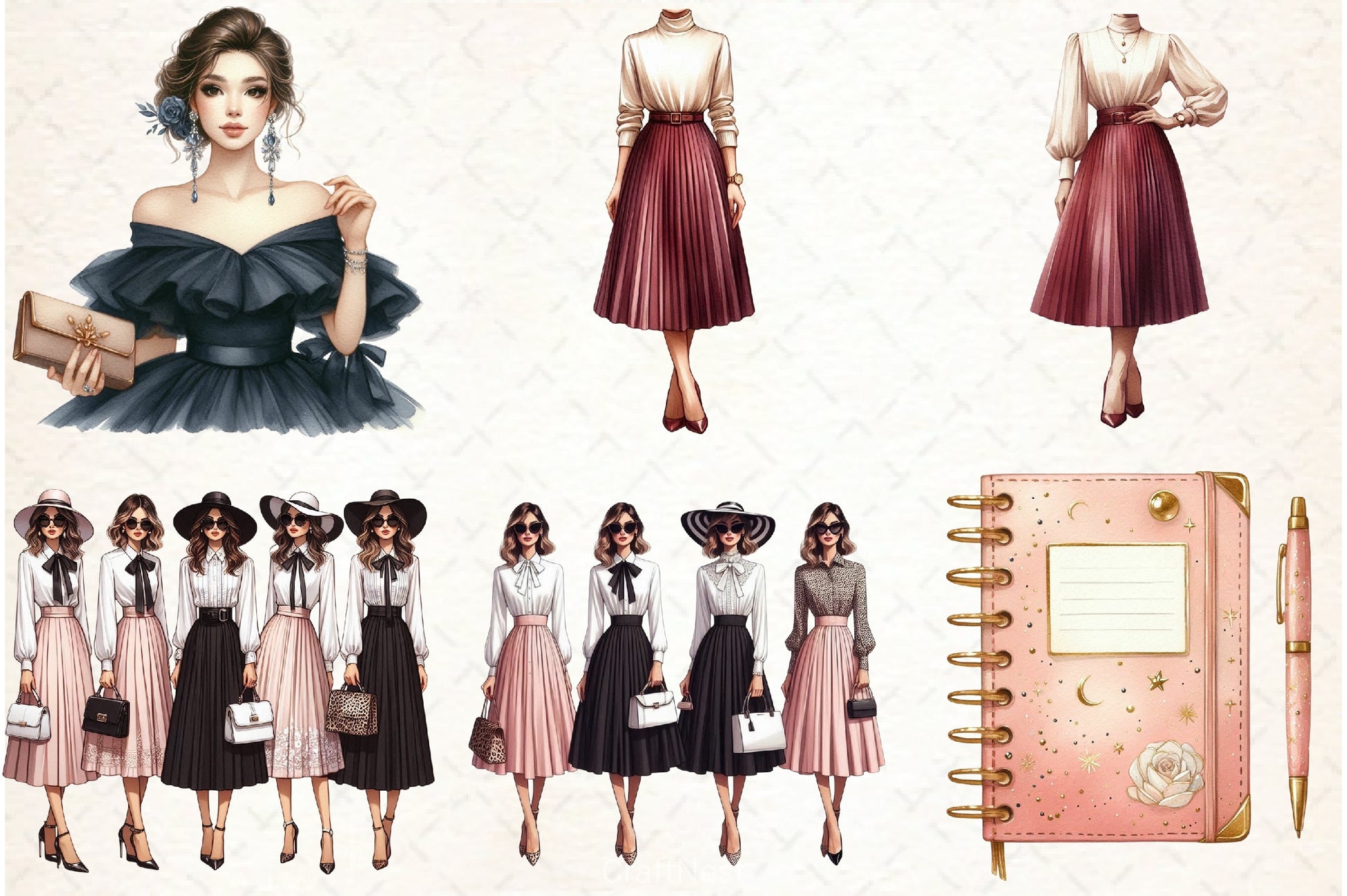 Fashion Classy Woman Clipart Bundle - CraftNest - Digital Crafting and Art