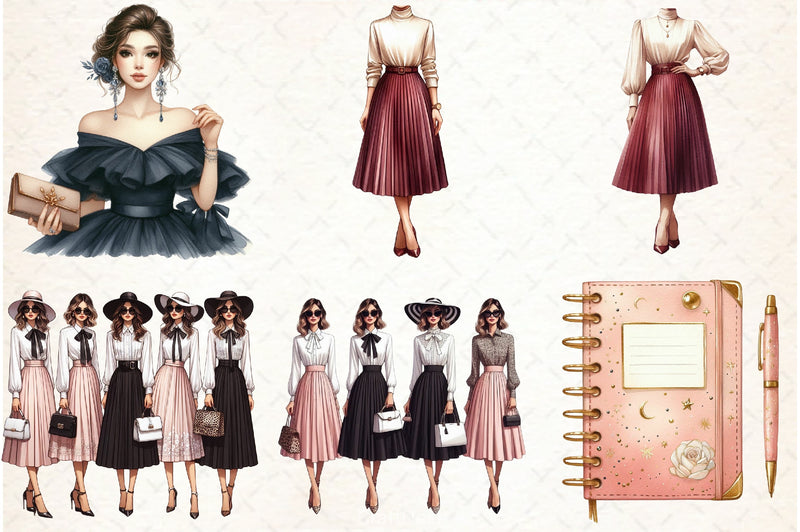 Fashion Classy Woman Clipart Bundle - CraftNest - Digital Crafting and Art
