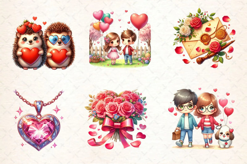 Retro Valentine's Clipart Bundle - CraftNest - Digital Crafting and Art