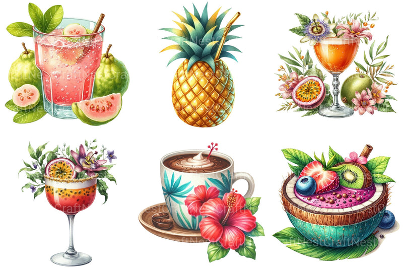 Summer Tropical Cup Clipart - CraftNest - Digital Crafting and Art