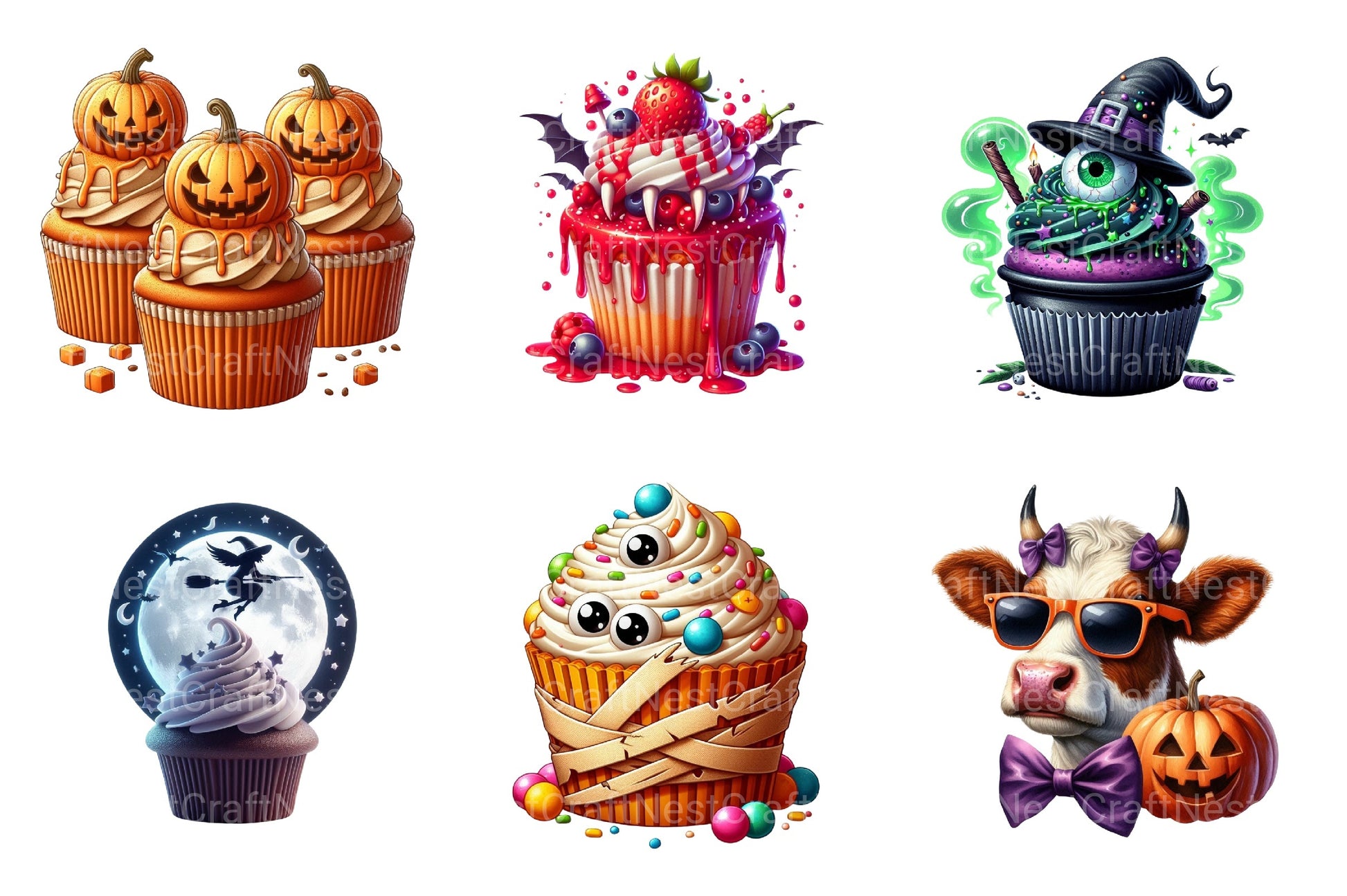 Spooky Sweet Halloween Cupcakes Clipart Bundle - CraftNest - Digital Crafting and Art
