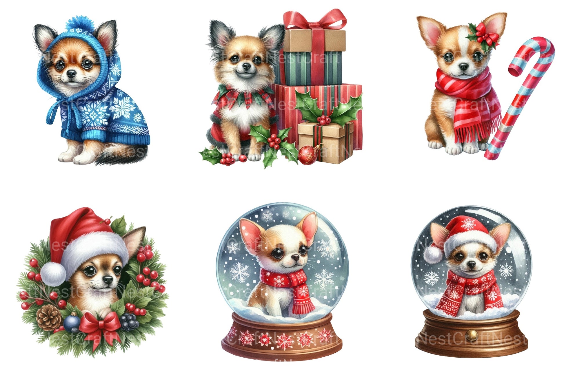 Christmas Chihuahua Clipart - CraftNest - Digital Crafting and Art