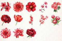 Red Flowers Clipart Bundle - CraftNest - Digital Crafting and Art