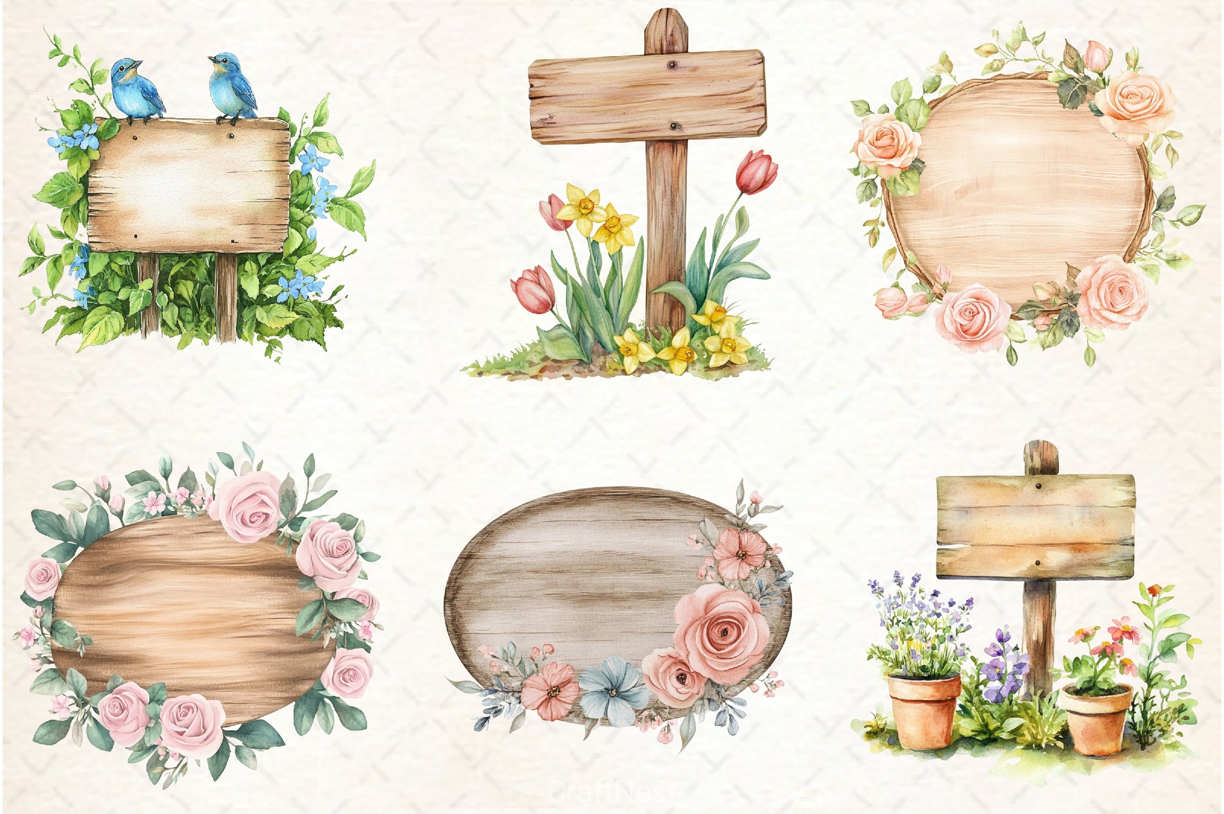 Spring Sign Board Clipart Bundle - CraftNest - Digital Crafting and Art