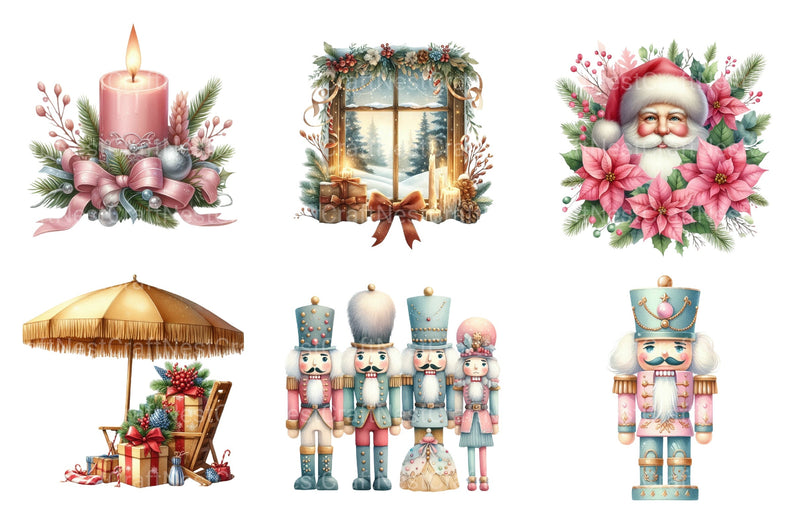 Pink Mint Christmas Pastel Character Clipart Bundle - CraftNest - Digital Crafting and Art