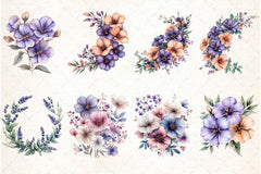 Purple Flowers Clipart Bundle - CraftNest - Digital Crafting and Art