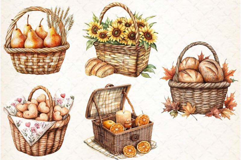 Picnic Basket Fall Clipart Bundle 1 - CraftNest - Digital Crafting and Art